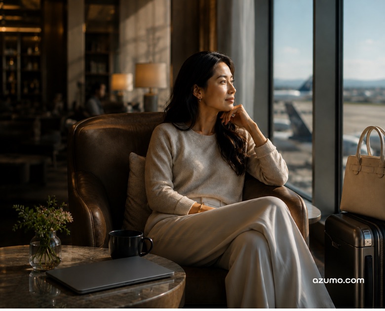 A leader between meetings, already briefed on her company
